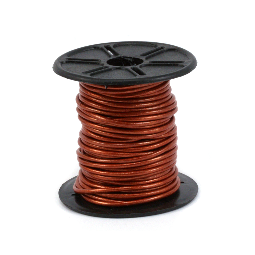 Leather & Faux Leather Leather Cord, Round 1.5mm, Metallic Copper 32.8 ft